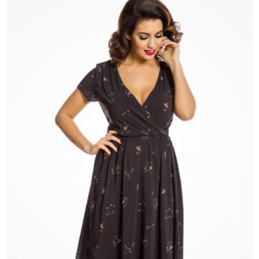 Vintage style Lindybop Black kingfisher dress xl